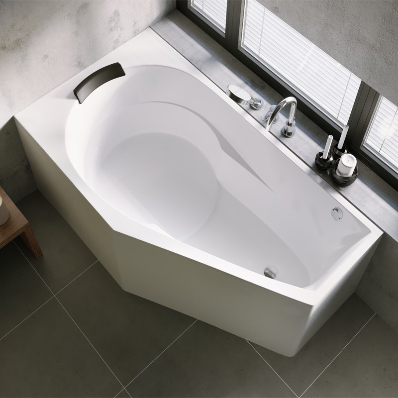 Riho Yukon Plug & Play Badewanne, Eckausführung, rechts, inkl. Füße, 1600x900mm, 175 Ltr.