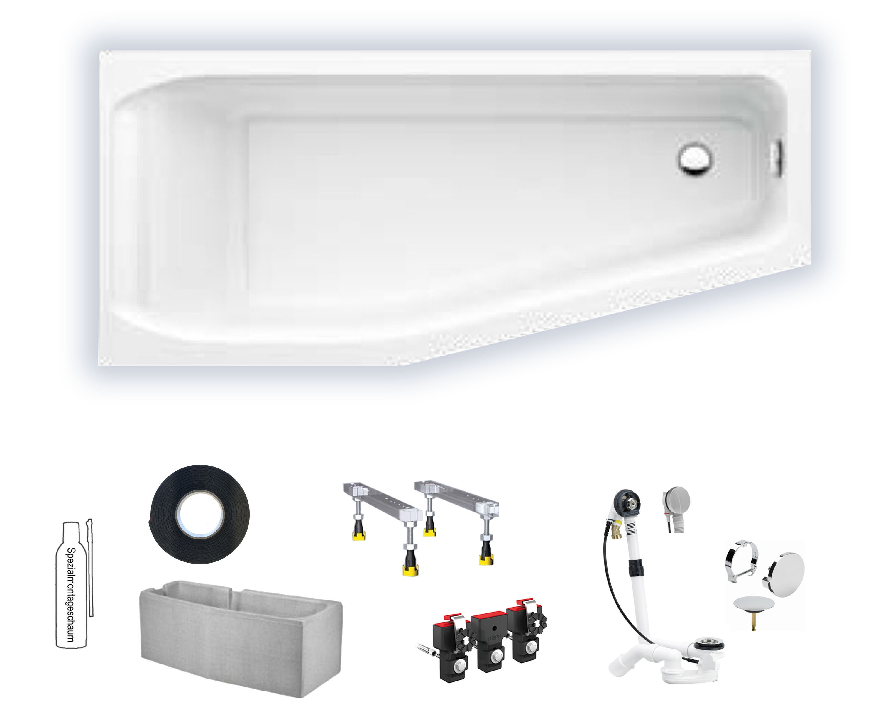 Rocky Plus/S100 160x70 links Acryl-Raumsparbadewanne