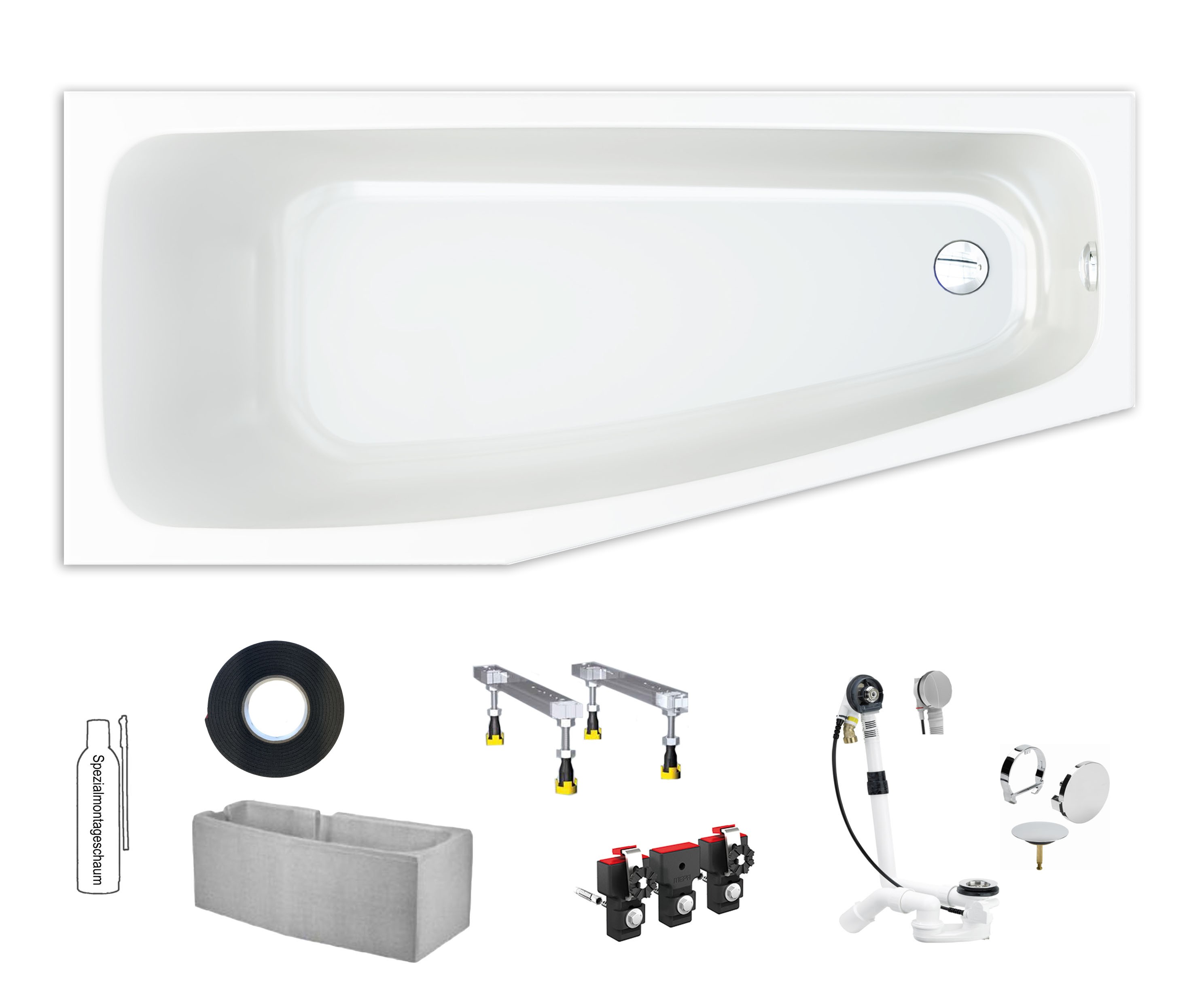 Rocky Plus/S100 170x75 links Acryl-Raumsparbadewanne
