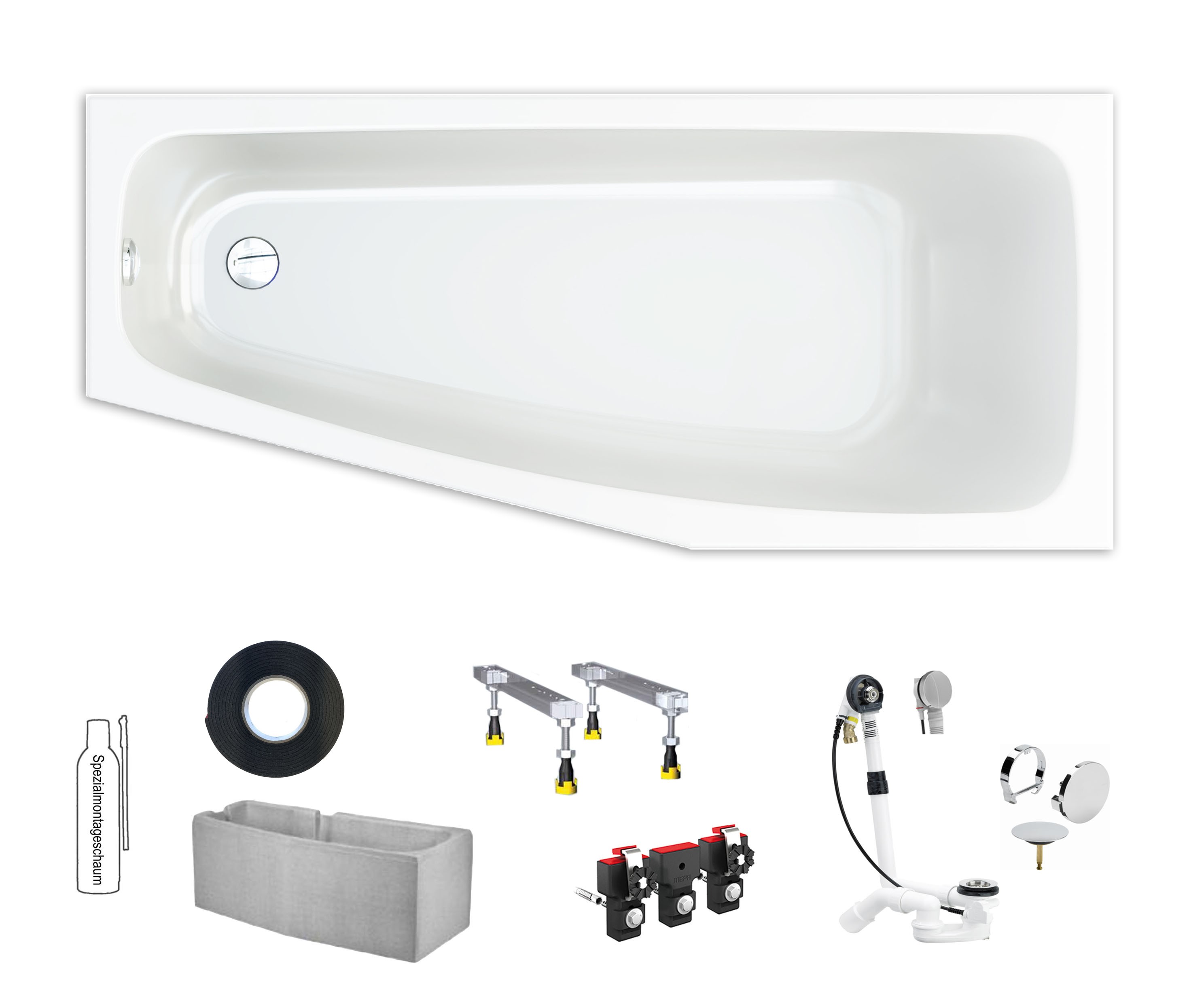 Rocky Plus/S100 170x75 rechts Acryl-Raumsparbadewanne