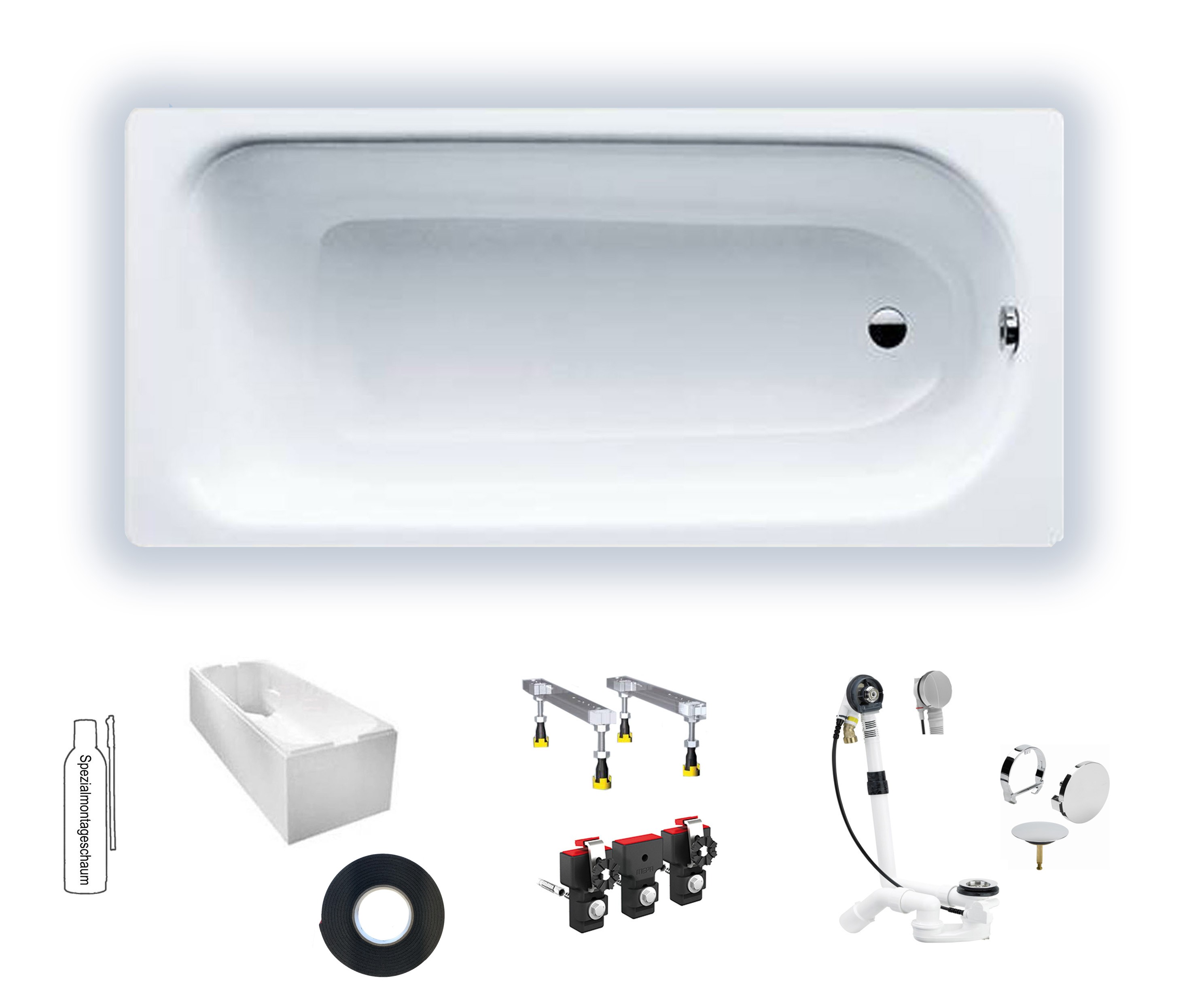 Rocky Stahlbadewanne Kaldewei Modell 271, 170x75cm 2,6mm Rechteck weiß 112410050001