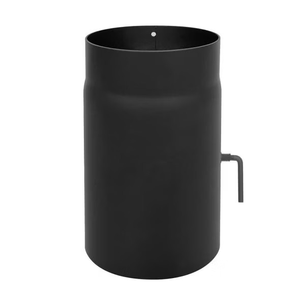 Rockytherm Rauchrohr mit Drosselklappe 250 mm, DM130, Farbe: Schwarz