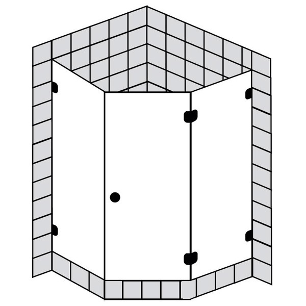 Sprinz BS-Dusche Rahmenlos, Fünfeck B:1000x1000 H:2000 mm kristall hell / chrom/silber hochglanz,B:1000x1000 H:2000 mm