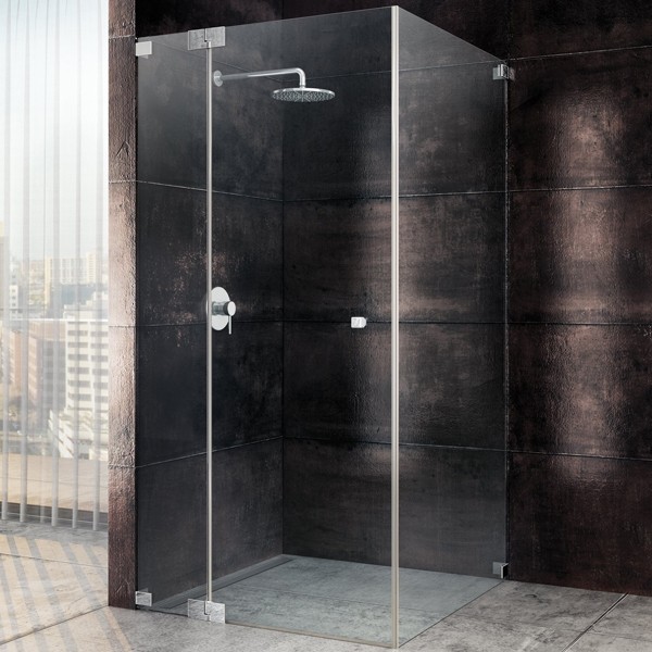 SPRINZ Omega Duschabtrennung 1000 x 1000 x 2000, Pendeltür oder Drehtür mit Festteil, eine Seitenwand, verschiedene Profilarten, O11.0
