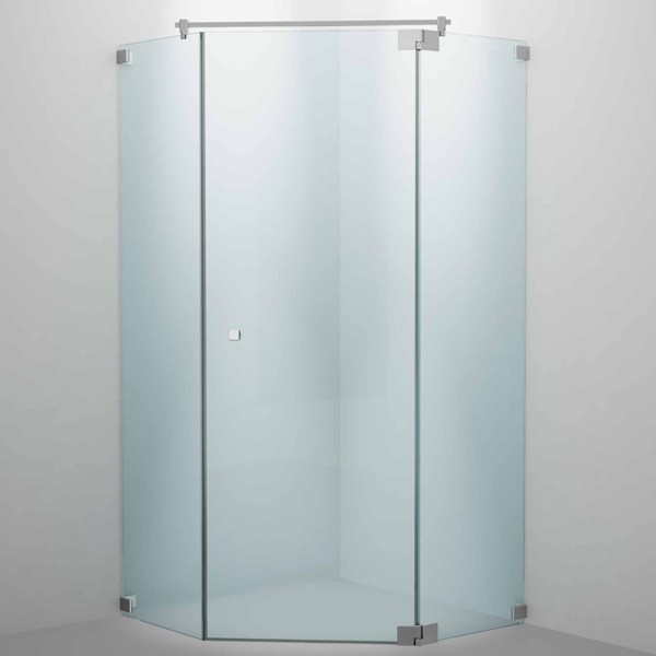 SPRINZ Rocky-Line O Duschabtrennung, Fünfeckdusche, Eckeinstieg mit Pendel- oder Drehtür und zwei Festteilen, 900 x 900 x 2000, verschiedene Profilfarben, O51.9