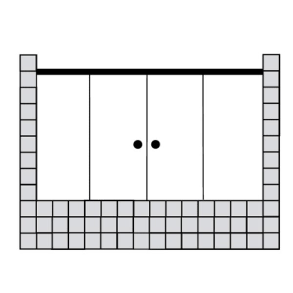 Sprinz Tansa Schiebetüren Badewannenabtrennung mit Festfeldern ESG kristall hell, 2000x2000 mm, schwarz matt TA492.2SM