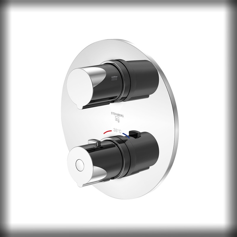 Steinberg Serie 100 Fertigmontageset für Unterputzthermostat mit 2-Wege-Umsteller, chrom