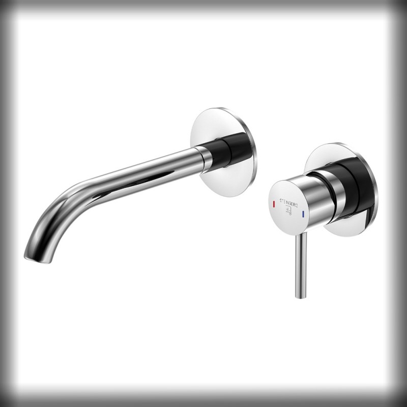 Steinberg Serie 100  Waschtisch-Wand-Einhebelmischer, Fertigmontageset, Ausladung: 195 mm, Chrom