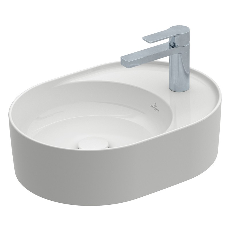 VB Aufsatzwaschbecken Collaro 4A1551 510x380mm Oval Stone White CeramicPlus