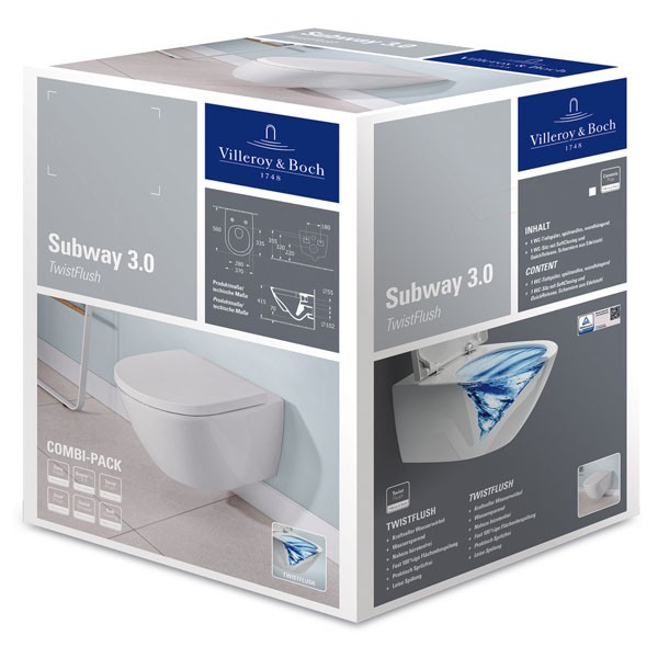 VB Combi Pack Subway 3.0 370x560x360mm oval wandhangend Abgang waagerecht mit TwistFlush weiB Alpin 4634TS01 4670TS01