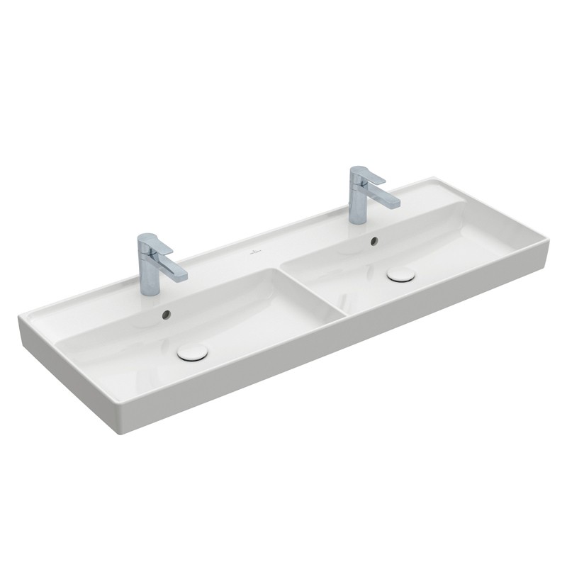 VB Schrank-Doppelwaschtisch Collaro 4A34D1 1300x470mm Rechteck StoneWhite C+
