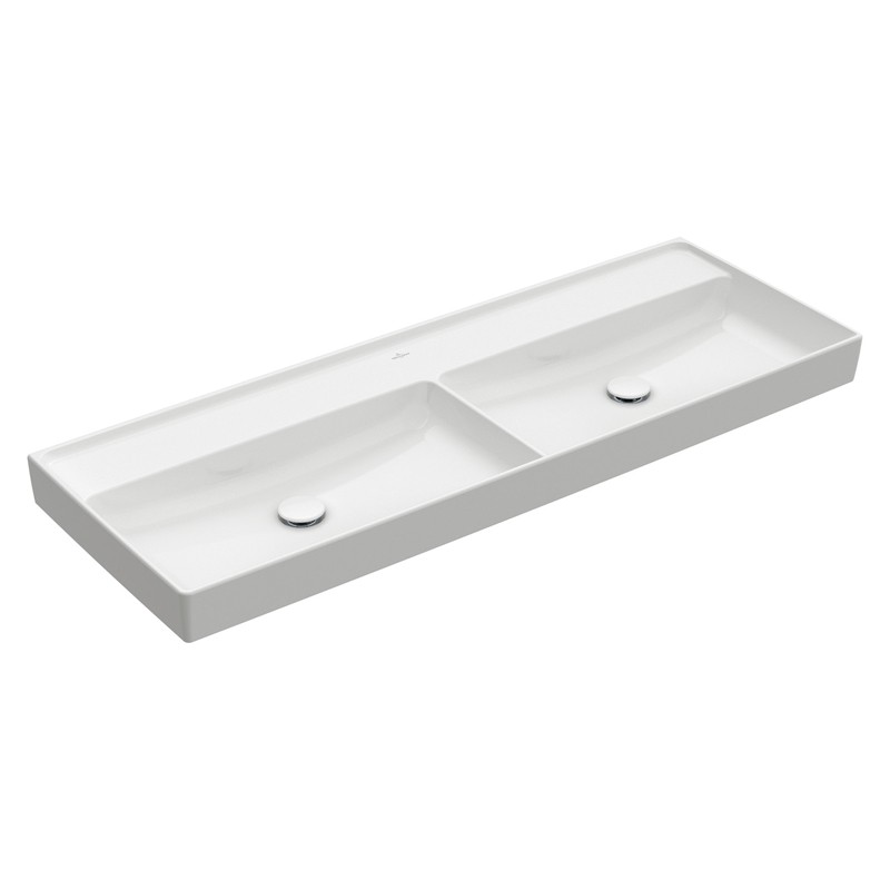 VB Schrank-Doppelwaschtisch Collaro 4A34D2 1300x470mm Rechteck Weiß Alpin