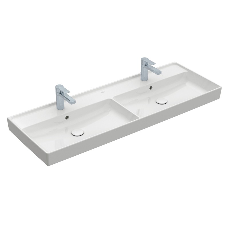 VB Schrank-Doppelwaschtisch Collaro 4A34D4 1300x470mm Rechteck StoneWhite C+