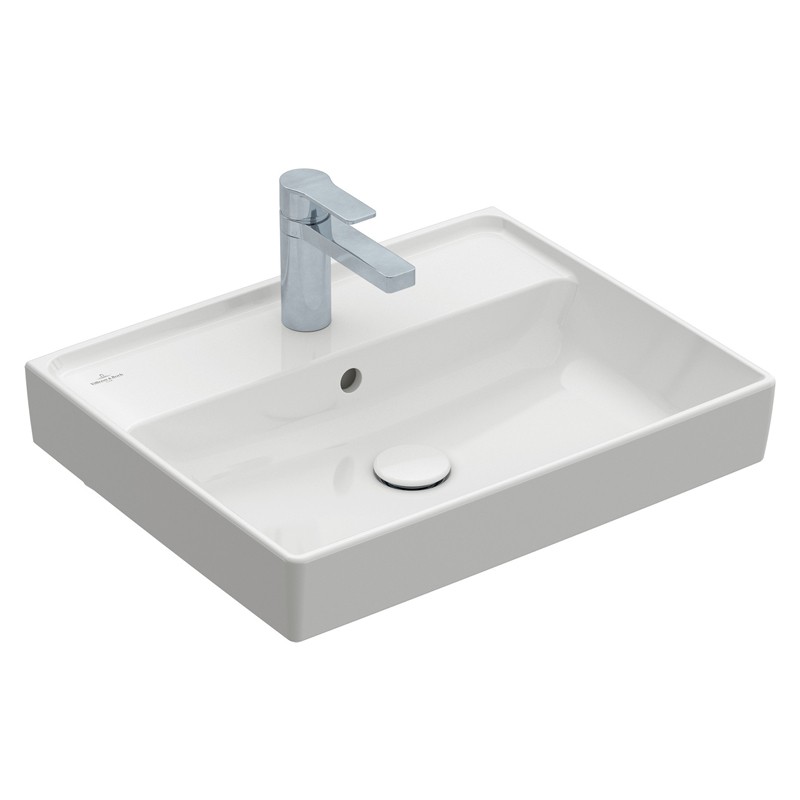 VB Waschbecken Collaro 4A3355 550x440mm Rechteck Stone White CeramicPlus