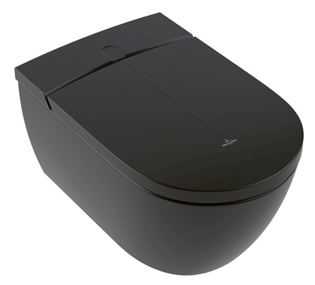 VB Dusch-WC spülrandlos ViClean-I100 595 x385x400mm Oval Pure Black CeramicPlus
