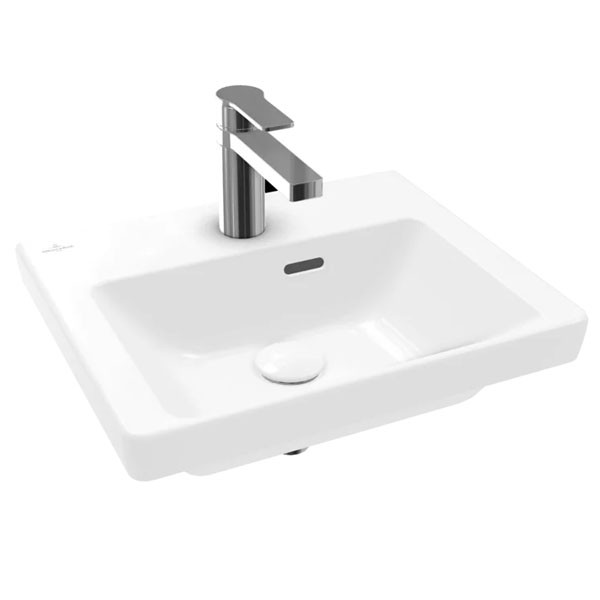 VB Handwaschbecken Subway 3.0 FK 450x 370mm Rechteck 1HL. m. ÜL. Weiß Alpin