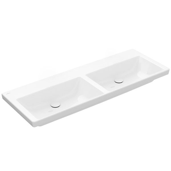 VB Schrank-Doppelwaschtisch Subway 3.0 1300x470mm Rechteck o. ÜL. Weiß Alpin