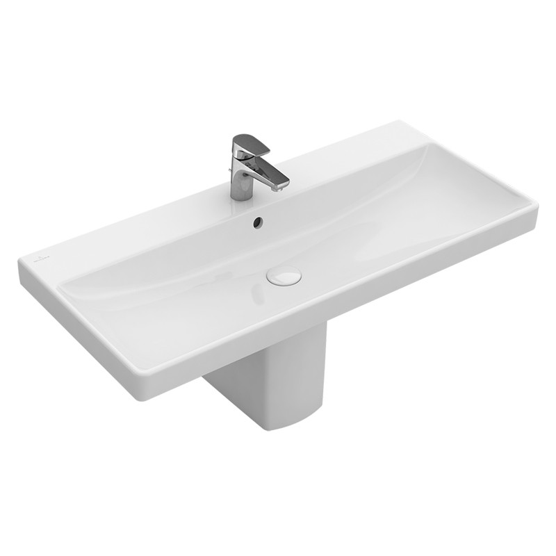 Villeroy & Boch SWT Avento 4156 1000x470mm 3-L Arm mittl HL durchg Überl Eckig WeißAlpin C+