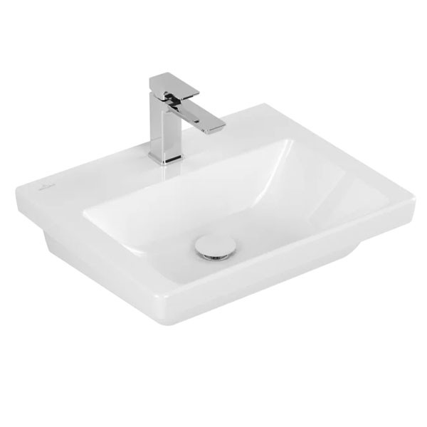 VB Waschbecken Subway 3.0 56 550x440mm re-eckig 1HL. o. ÜL. Weiß Alpin cplus