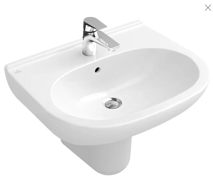 VB WT O.novo 5160 650x510mm 3-Loch Arm mittl HL durchgest Überl Oval Weiß Alpin