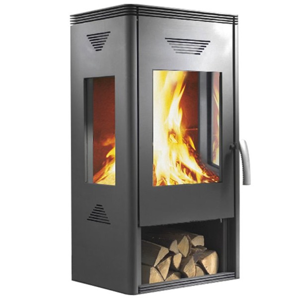 Wamsler Kaminofen "Trion" grau mit Holzlagerfach, KF 101-88 Trion-H