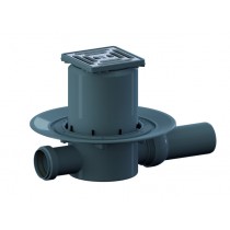 Bodenablauf waagerecht DN 50, Sperrwasserhöhe 50 m Rahmenmaß 100x100x8,5mm incl. Rost aus Edelstahl