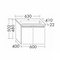 Burgbad Bel Keramik-Waschtisch+Unterschrank 630 PG3  