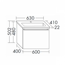 Burgbad Bel Keramik-Waschtisch+Unterschrank 630 PG4  