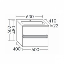 Burgbad Bel Keramik-Waschtisch+Unterschrank 630 PG4  