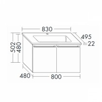 Burgbad Bel Keramik-Waschtisch+Unterschrank 830 PG3  