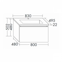 Burgbad Bel Keramik-Waschtisch+Unterschrank 830 PG3  