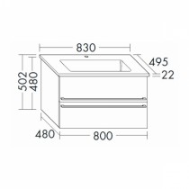 Burgbad Bel Keramik-Waschtisch+Unterschrank 830 PG3  