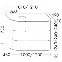 Burgbad Lavo 2.0 Waschtischunterschrank inkl. Konsolenplatte passend zu Aufsatzwaschtisch(SFZZ121)