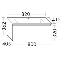 Burgbad Lin20 Mineralguss-Waschtisch inkl. Waschtischunterschrank 082 (SGVW082) PG1 Melamin