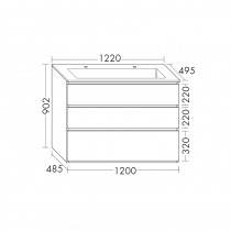 Burgbad Lin20 Mineralguss-Waschtisch inkl. Waschtischunterschrank 122 (SGHW122) PG3 Mehrfachlackierung HGL