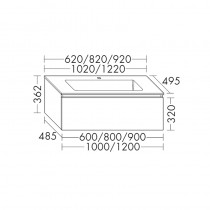 Burgbad Lin20 Mineralguss-Waschtisch inkl. Waschtischunterschrank 122 (SGVX122) PG1 Melamin