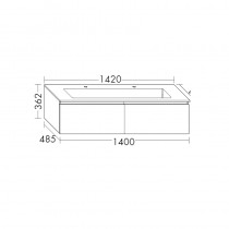 Burgbad Lin20 Mineralguss-Waschtisch inkl. Waschtischunterschrank 142 (SGWB142) PG2 Acrylfront/Mehrfachlackierung Matt