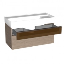 Burgbad Yumo Mineralguss-Waschtisch inkl. Waschtischunterschrank mit Glaselement und LED-Waschtischunterschrankbeleuchtung 1020 PG1 (SFMX102)