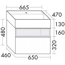 Burgbad Yumo Mineralguss-Waschtisch inkl. Waschtischunterschrank mit Rauchglaselement und LED-Waschtischunterschrankbeleuchtung 670 PG1 (SFMX067)