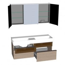 Burgbad Yumo Set 1320 mit LED-Waschtischbeleuchtung und Glaselement PG1 (SFLC132)