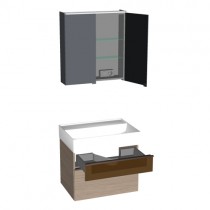 Burgbad Yumo Set 670 mit LED-Waschtischbeleuchtung und Glaselement PG1 (SFLA067)