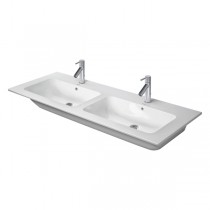 Duravit Doppel-Waschtisch ME by Starck 1300mm, mit Überlauf, mit Hahnlochbank, ohne Hahnloch, weiß, Durashield