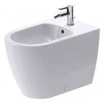 Duravit Stand-Bidet ME by Starck 600 mm mit Überlauf, mit Hahnlochbank, 1 Hahnloch, Back to wall, weiß, Durashield