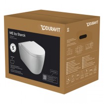 Duravit Wand-WC-Set 570mm ME by Starck, Hygiene-Flush, Weiß Durashield, rimless, Tiefspüler, WC-Sitz