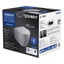 Duravit Wand-WC-Set ME by Starck 480mm, rimless Durafix, Tiefspüler, weiß, inkl. WC-Sitz mit Absenkautomatik, DuraShield