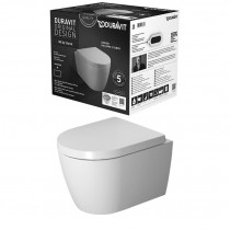 Duravit Wand WC-Set ME by STARCK, Rimless,Durafix TS, weiß, inkl. WC-Sitz mit Absenkautom.