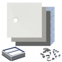 GEBERIT CleanFloor30 Duschfläche 800 x 800 x 35 mm integriert, med Dichtvlies, Mittelablauf, verschiedene Farben og Montagezubehör zur Auswahl