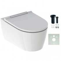 GE ONE Set Wand-WC mit WC-Sitz weiß/glanzverchromt