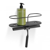 Giese Duschkorb mit Haken und Wischer zur nachträglichen Montage an einer Brausestange schwarz matt Schichtstoff HPL in schwarz