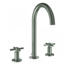 GROHE 3-Loch-WT-Batterie Atrio 20643 Rohrauslauf Kreuz-Griff satin steel